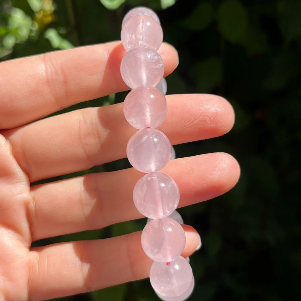 13mm stretchable pink rose quartz‎ bracelet